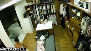 Pregnant lady in dressing room doesn't know that she is being watched