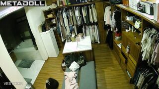 Pregnant lady in dressing room doesn't know that she is being watched