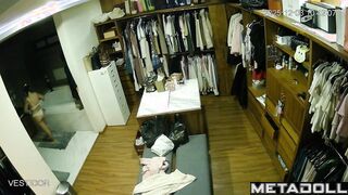 Pregnant lady in dressing room doesn't know that she is being watched