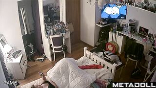 Babe stands in underwear and doesn't know that she is being watched