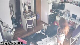Redhead babe is being watched again, but it is not clear by whom
