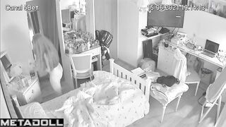 She doesn't know, but her room is constantly being watched, oops
