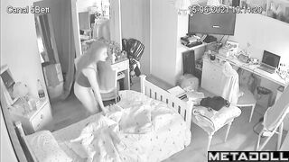 She doesn't know, but her room is constantly being watched, oops
