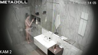 Young brunette decided to wash herself well after sex