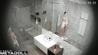 Young brunette decided to wash herself well after sex