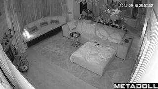 Husband cumed inside her in doggystyle / living room love