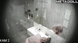 Old lady took a shower and didn't know she was being watched