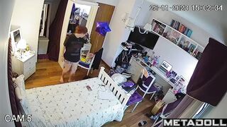 Chubby babe listening to his voice and masturbating