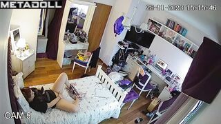 Chubby babe listening to his voice and masturbating