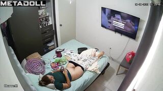 Her hairy pussy isn't satisfied with just one masturbation a day