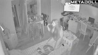 Young babe dancing in the darkness, funny solo tape