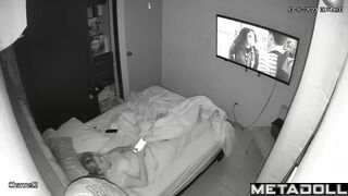 Hot masturbation with a sex toy in the closed bedroom