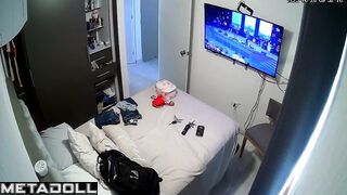 Brunette doesn't pay attention to the hidden camera
