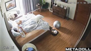 Brunette likes to rub her pussy against a soft pillow