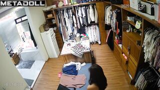 Solo scene in the dressing room - pregnant lady and her routine