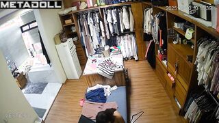 Solo scene in the dressing room - pregnant lady and her routine