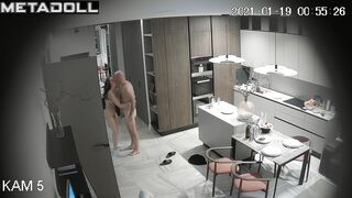Horny couple is kissing and going to fuck, living room cam