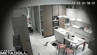 Horny couple is kissing and going to fuck, living room cam