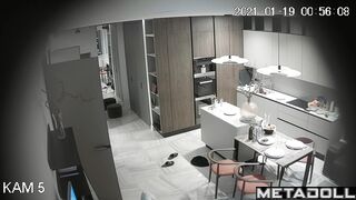 Horny couple is kissing and going to fuck, living room cam