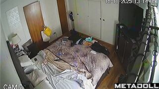 While her parents are away, babe walks around the flat naked