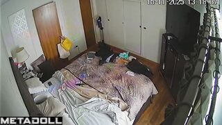 While her parents are away, babe walks around the flat naked