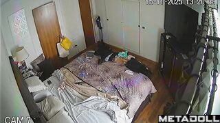 While her parents are away, babe walks around the flat naked