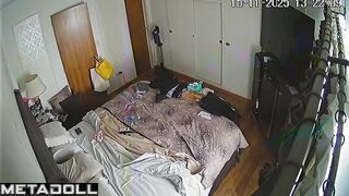 While her parents are away, babe walks around the flat naked