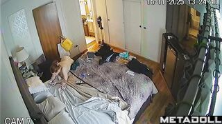 While her parents are away, babe walks around the flat naked