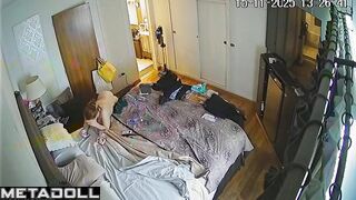 While her parents are away, babe walks around the flat naked