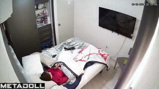 Hot solo home video - clit playing under the blanket