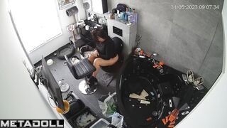 Chubby lady sat on the toilet for a long time, look