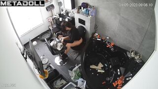 Chubby lady sat on the toilet for a long time, look