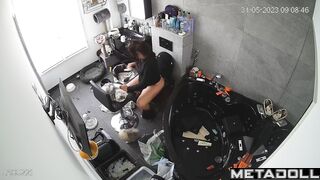 Chubby lady sat on the toilet for a long time, look