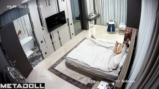 Blonde climbed under the blanket with him to fuck