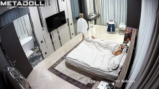 Blonde climbed under the blanket with him to fuck