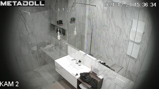 Beauty lady likes to wash herself and think about something hot