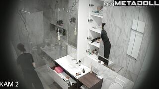 Beauty lady likes to wash herself and think about something hot