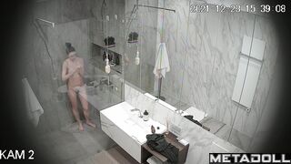 Beauty lady likes to wash herself and think about something hot