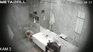 Beauty lady likes to wash herself and think about something hot