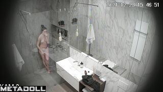 Beauty lady likes to wash herself and think about something hot