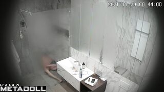 Young lady likes to wash herself and think about something