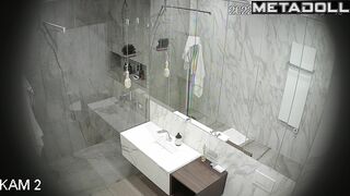 Family members take turns washing in this bathroom