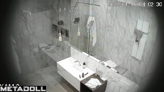 Family members take turns washing in this bathroom