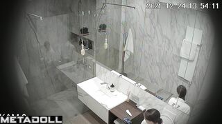 She takes a shower twice a day (solo bathroom video)