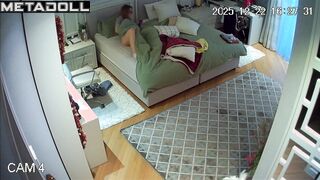 Young slut masturbated for a long time in her parents' bed
