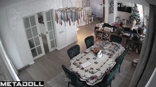 He carefully wiped the sperm from her back after sex
