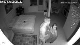 Young people having fun in the bed and on the counter