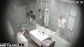 Relatives took turns washing themselves in the shower