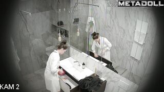 Relatives took turns washing themselves in the shower