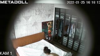 Skinny babe with hairy pussy is doing her bed now